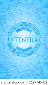 Detention light blue emblem with triangle mosaic background