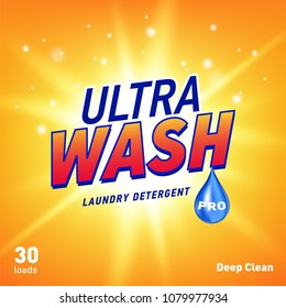 detergent advertising concept design for product packaging in yellow orange color
