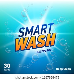 detergent advertising concept design for product packaging in blue color