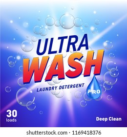 detergent advertising concept design for product packaging in blue color