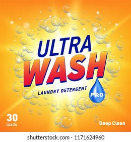 detergent advertising concept design for product packaging in yellow orange color