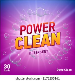 detergent advertising concept design for product packaging in purple violet color