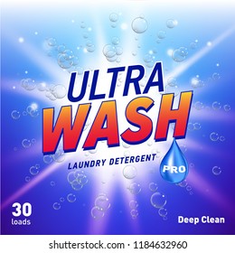 detergent advertising concept design for product packaging in blue color