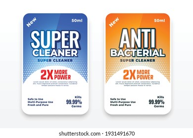 detergent and anti bacterial labels set of two