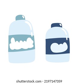 Detergent bottle in cartoon flat style. Vector illustration of hand drawn soap powder.