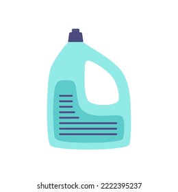 detergent bottle colored green, washing powder in cartoon style isolated on white background, vector illustration of laundry gel for clothes, cleaner, home cleaning products