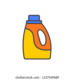 Detergent bottle colored line icon.