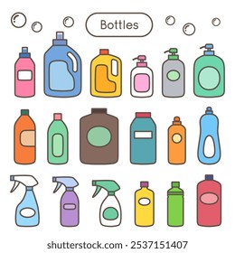 Detergent bottle or container illustration set_with lines