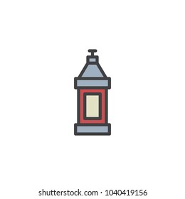 Detergent bottle filled outline icon, line vector sign, linear colorful pictogram isolated on white. Dishwashing container symbol, logo illustration. Pixel perfect vector graphics