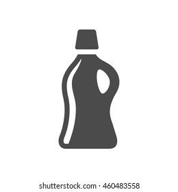 Detergent bottle icon in black and white grey single color. Laundry perfume softener soap