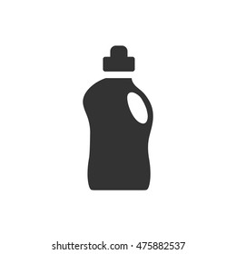 Detergent bottle icon in black and white grey single color. Laundry perfume softener soap