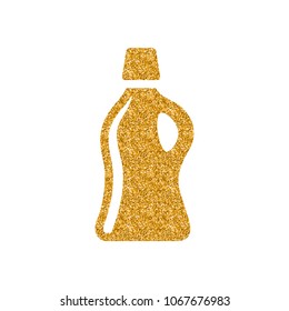 Detergent bottle icon in gold glitter texture. Sparkle luxury style vector illustration.