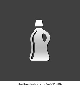 Detergent bottle icon in metallic grey color style. Laundry perfume softener