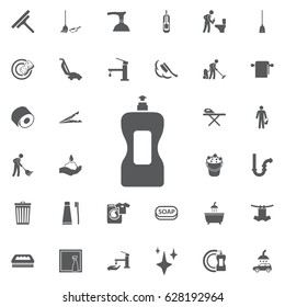 Detergent bottle icon on the white background. Set of cleaning icons
