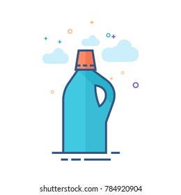 Detergent bottle icon in outlined flat color style. Vector illustration.