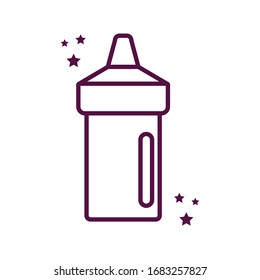 detergente estilo línea de botellas diseño ícono, servicio de limpieza lavado equipo de higiene doméstica interior de la casa y el tema de mantenimiento de la casa Ilustración vectorial