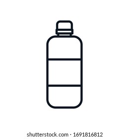 detergente estilo línea de botellas diseño ícono, servicio de limpieza lavado equipo de higiene doméstica interior de la casa y el tema de mantenimiento de la casa Ilustración vectorial