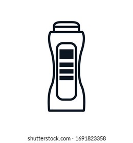 detergente estilo línea de botellas diseño ícono, servicio de limpieza lavado equipo de higiene doméstica interior de la casa y el tema de mantenimiento de la casa Ilustración vectorial