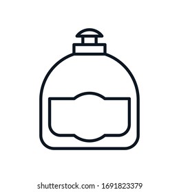 detergente estilo línea de botellas diseño ícono, servicio de limpieza lavado equipo de higiene doméstica interior de la casa y el tema de mantenimiento de la casa Ilustración vectorial