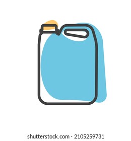 Detergent bottle linear icon. Washing gel. Template of cleaning supplies. Isolated vector illustration.