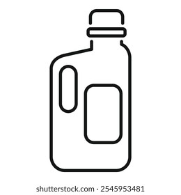 Detergent bottle with measuring cup and blank label is standing on the white background