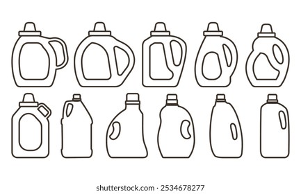 detergent bottle outline set laundry