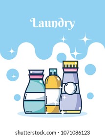 Detergent bottles laundry concept