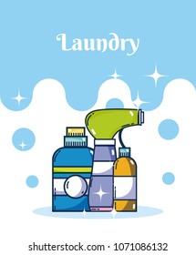 Detergent bottles laundry concept