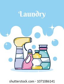 Detergent bottles laundry concept