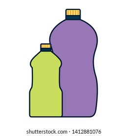 detergent bottles tool cleaning on white background vector illustration