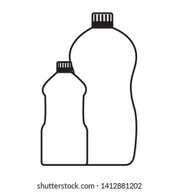 detergent bottles tool cleaning on white background vector illustration