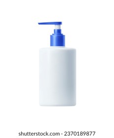 Detergent and clean product plastic bottle mockup. Isolated 3d vector visual representation of a pump container, showcasing its realistic design and functionality for packaging soap or liquid products