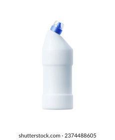 Detergent and clean product plastic bottle mockup. Isolated realistic 3d vector toilet chemical gel for cleaning. Clear canister with curve neck and lid, bleach, antibacterial liquid or conditioner