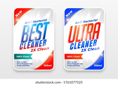 detergent cleaner and disinfectant labels set of two