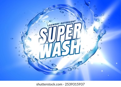 detergent cleaner powder marketing label for super wash vector