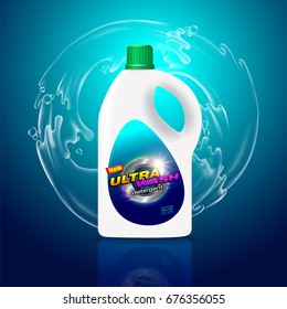 Detergent cleaning pack. Detergent product for templates for advertisements or the background realistic.
3D vector file.