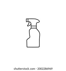 icono del pulverizador de limpieza detergente en estilo de línea negra plana, aislado en fondo blanco 