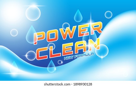 Detergent Concept Banner For Pakaging With Water And Bubbles