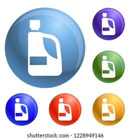 Detergent hand bottle icons set vector 6 color isolated on white background