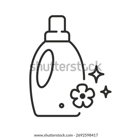 detergent icon, cleaner, plastic bottle of fabric softener, thin line symbol on white background - editable stroke vector illustration eps 10