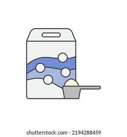 Icono de detergente en color, aislado en fondo blanco 
