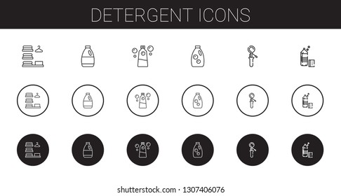 detergent icons set. Collection of detergent with laundry, scoop. Editable and scalable detergent icons.