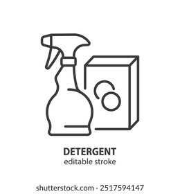 Detergent line icon. Household chemicals vector illustration. Editable stroke.