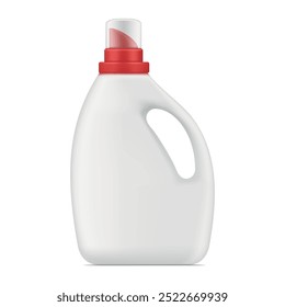 A detergent mockup featuring a white bottle with a red cap, designed for effective washing or cleaning, highlighting its practicality and usefulness in household chores.