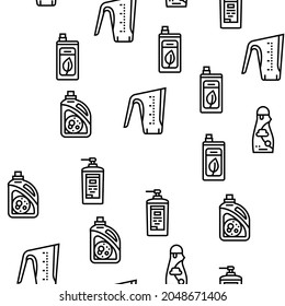 Detergent Organic Laundry Soap Vector Seamless Pattern Thin Line Illustration