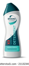 Detergent package design. Product mockup with label template. Realistic plastic bottle container