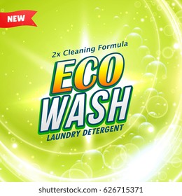 Detergent Packaging Concept Design Showing Eco Friendly Cleaning And Washing