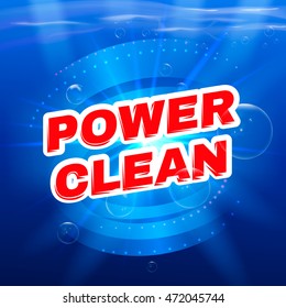 Detergent packaging vector template design. Power foam bathroom cleaner. Vector illustration.