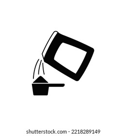 Detergent powder icon in black flat glyph, filled style isolated on white background