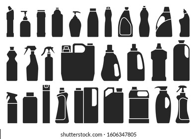 Detergent of product black set icon.Vector illustration detergent for laundry on white background .Isolated black set icon bottle domestic.